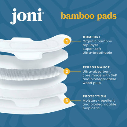Toallas Sanitarias Joni de Bambú Orgánico – Flujo Regular | 12 Unidades