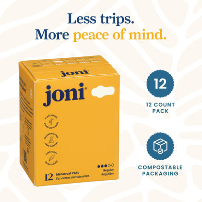 Toallas Sanitarias Joni de Bambú Orgánico – Flujo Regular | 12 Unidades